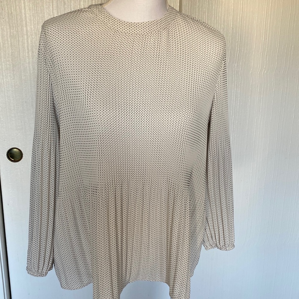 Tiny polka dot pleated blouse